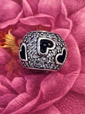 Authentic Pandora Tumbling Hearts Charm #791426CZ